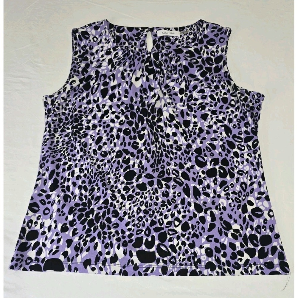 Calvin Klein Women's Purple/Black/White‎ Leopard Print Blouse